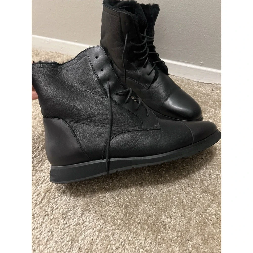 Marc Nolan Ryker Boots Sz 12 Black Leather Sheepskin Lined